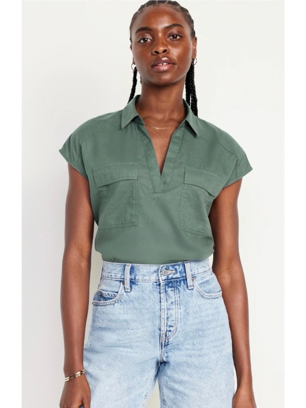 XS Old Navy Linen Jade Top